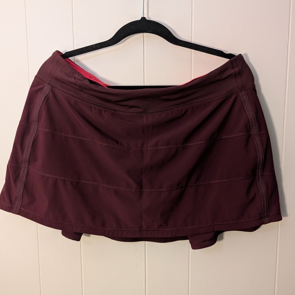 Lululemon Pace Rival Skirt (Tall) Size 12 - Bordeaux Drama / Flash Light - Pleat - Picture 4 of 6